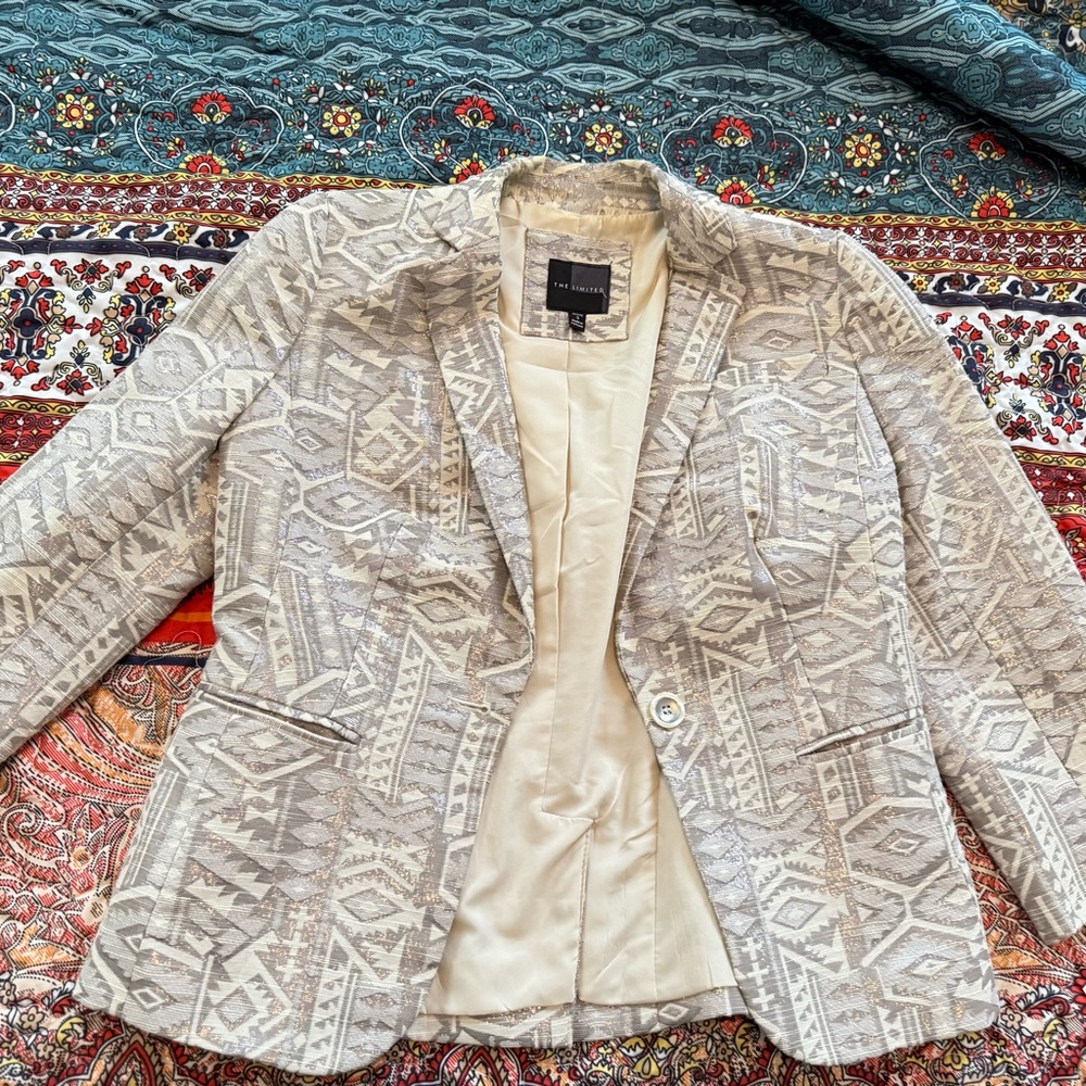 The Limited Geometric Cream Blazer